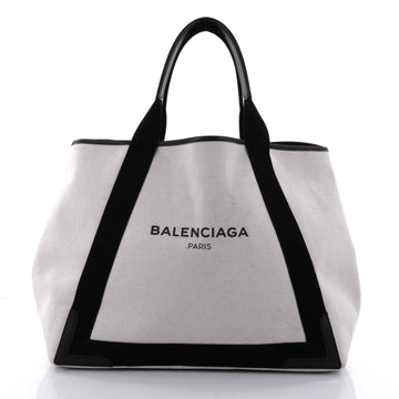 Balenciaga Navy Cabas Canvas with Leather Medium White 2580802