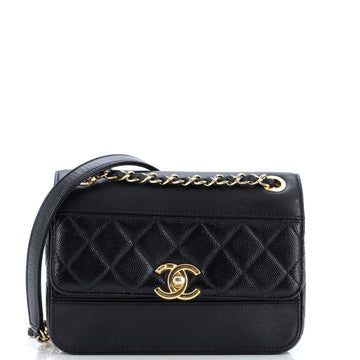 Chanel CC Chain Flap Bag Lambskin and Quilted Patent Caviar Mini