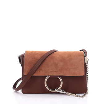 Chloe Faye Shoulder Bag Leather and Suede Small Brown 2581303
