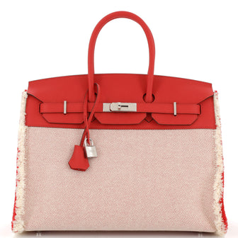 Hermes Fray Fray Birkin Bag Toile and Swift 35
