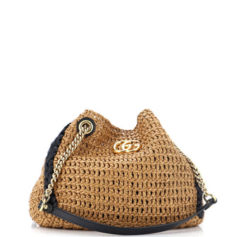 Gucci GG Marmont Chain Tote Raffia Large