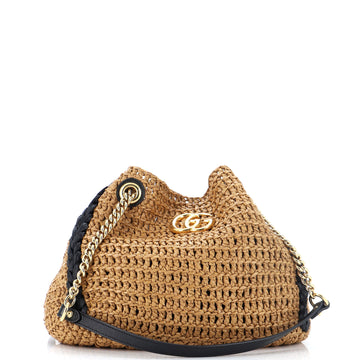 Gucci GG Marmont Chain Tote Raffia Large