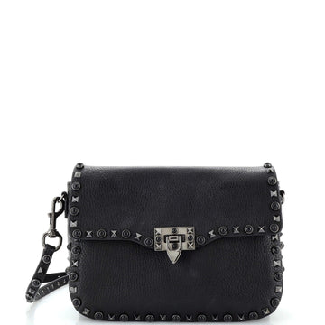 Valentino Garavani Rolling Rockstud Crossbody Bag Leather with Cabochons Medium