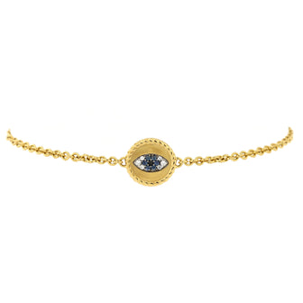 David Yurman Cable Collectibles Evil Eye Bracelet 18K Yellow Gold with Blue Sapphires, Diamonds and Black Diamonds 2mm