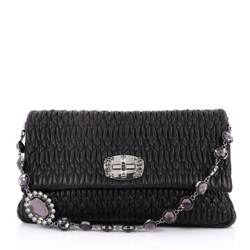 Miu Miu Crystal Clutch Matelasse Leather Large Black 2581801