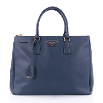 Prada Double Zip Lux Tote Saffiano Leather Large Blue 2582311