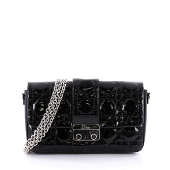 Christian Dior New Lock Pouch Cannage Quilt Patent Mini Black 2582503