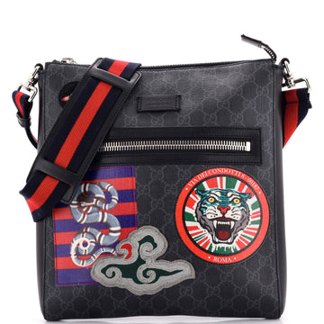 Gucci Night Courrier Zip Messenger GG Coated Canvas with Applique Medium