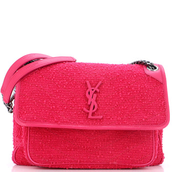 Saint Laurent Niki Chain Flap Bag Matelasse Chevron Tweed Medium