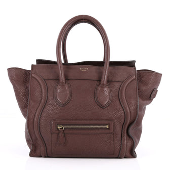 Celine Luggage Handbag Grainy Leather Mini Brown 2583003
