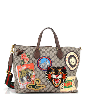 Gucci Courrier Convertible Soft Open Tote GG Coated Canvas with Applique Large