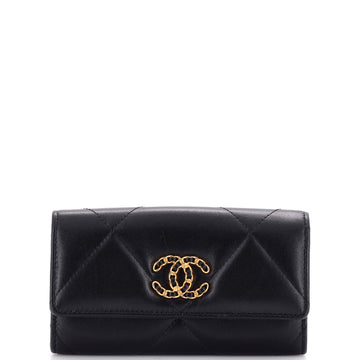 Chanel 19 Flap Wallet Quilted Lambskin Long