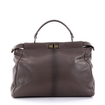 Fendi Peekaboo Handbag Leather Large Brown 2583802