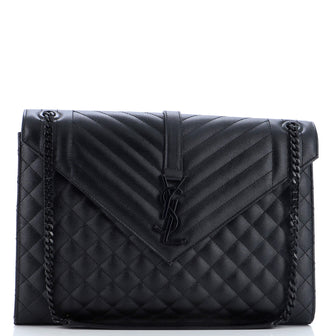 Saint Laurent Classic Monogram Envelope Satchel Mixed Matelasse Leather Large