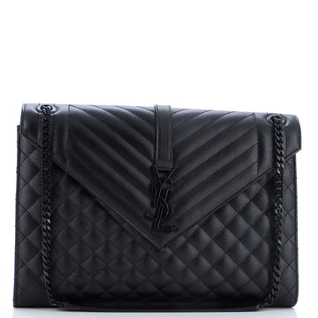 Saint Laurent Classic Monogram Envelope Satchel Mixed Matelasse Leather Large