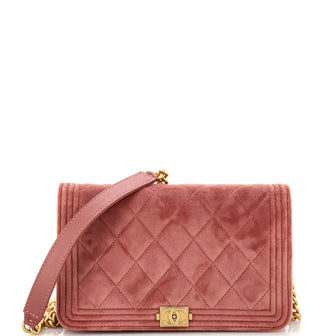 Chanel Full Flap Boy Wallet on Chain Quilted Velvet