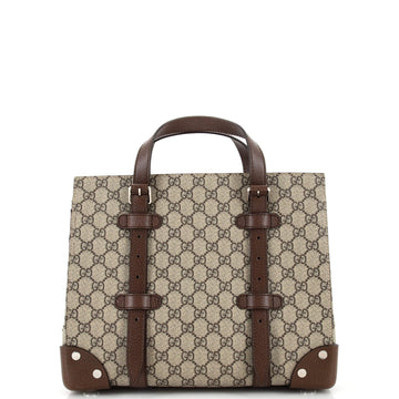 Gucci Buckle Travel Tote GG Coated Canvas with Leather Medium