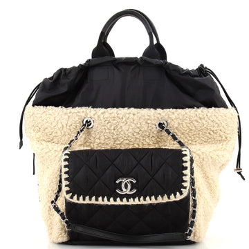 Chanel Coco Neige Shopping Tote Shearling with Quilted Nylon and Calfskin Large