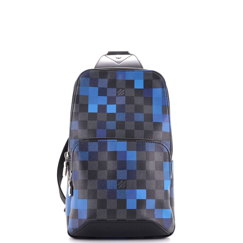 louis vuitton blue checkered backpack Louis Vuitton Avenue Sling Bag Limited Edition Damier Graphite Pixel 258411