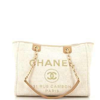 Chanel Deauville Tote Raffia with Glitter Detail Small