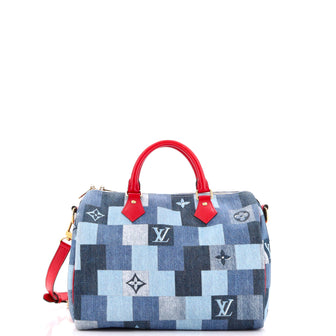Louis Vuitton Speedy Bandouliere Bag Damier and Monogram Patchwork Denim 30
