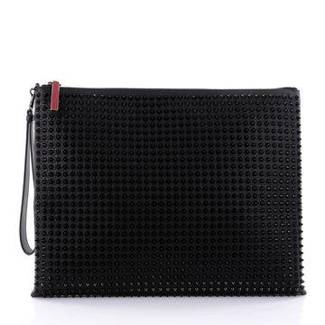 Christian Louboutin Peter Pouch Spiked Leather Medium Black 2584204