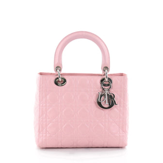 Christian Dior Lady Dior Handbag Cannage Quilt Lambskin Medium Pink 2584502
