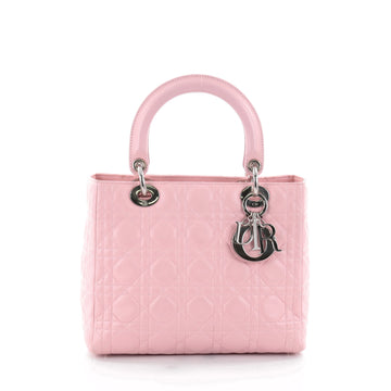 Christian Dior Lady Dior Handbag Cannage Quilt Lambskin Medium Pink 2584502