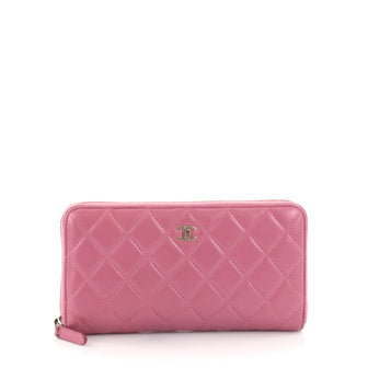 Chanel Zip Around Wallet Quilted Lambskin Long Pink 2584503