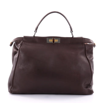 Fendi Peekaboo Handbag Leather Large Brown 2584803