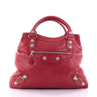Balenciaga Brief Giant Studs Handbag Leather Red 2585204
