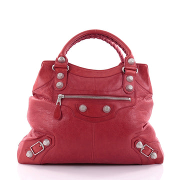 Balenciaga Brief Giant Studs Handbag Leather Red 2585204