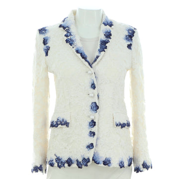Thom Browne Women's Pearl Button Up Blazer Painted Lace