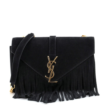 Saint Laurent Classic Monogram Fringe Crossbody Bag Suede Small