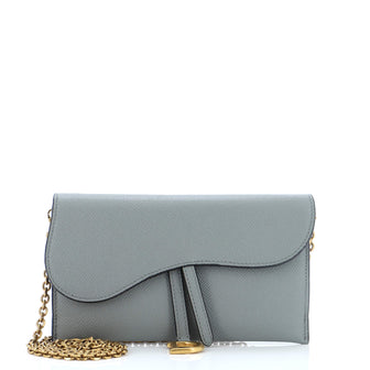 Christian Dior Saddle Chain Wallet Leather