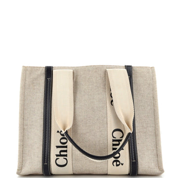 Chloe Woody Tote Canvas with Leather Medium
