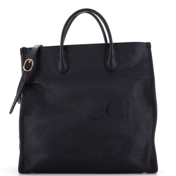 Gucci Logo Tote Embossed Leather Medium