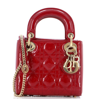 Christian Dior Lady Dior Bag Cannage Quilt Patent Mini
