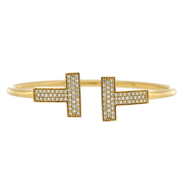 Tiffany & Co. T Wire Bracelet 18K Yellow Gold with Diamonds Wide