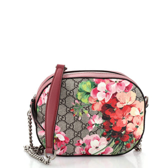 Gucci Chain Crossbody Bag Blooms Print GG Coated Canvas Mini