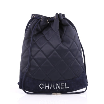 Chanel Vintage Drawstring Backpack Quilted Satin with 2587002