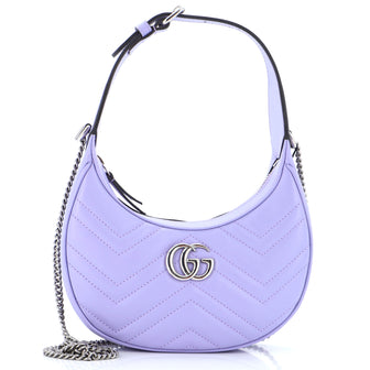 Gucci GG Marmont Half Moon Hobo Leather Mini