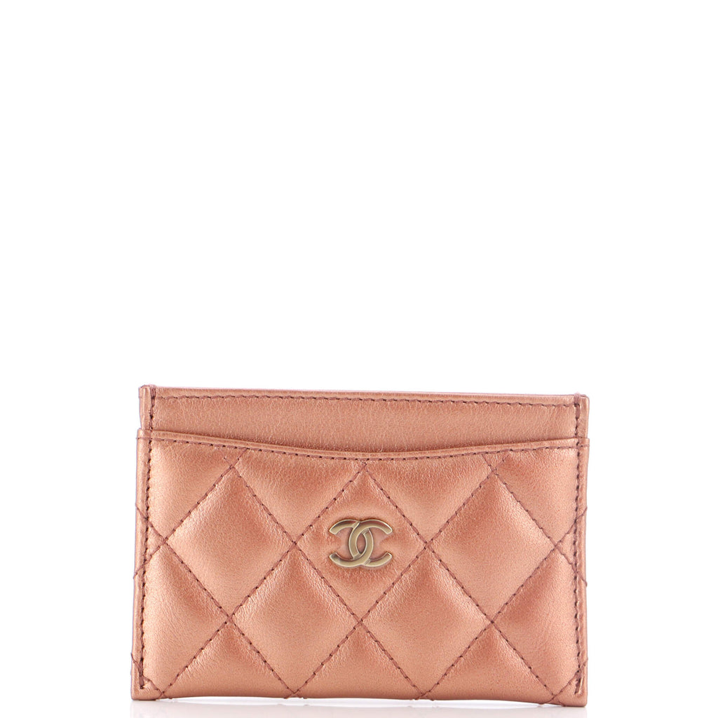 Classic Card Holder Quilted Iridescent Lambskin ...