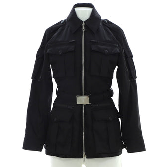 Prada Women's Military Belted Zip Jacket Nylon