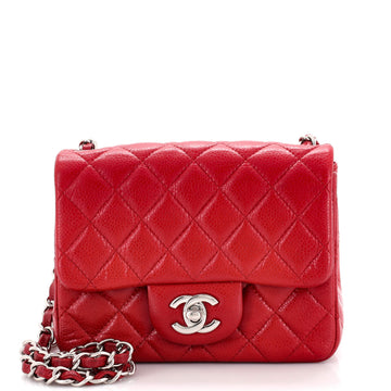 Chanel Square Classic Single Flap Bag Quilted Caviar Mini