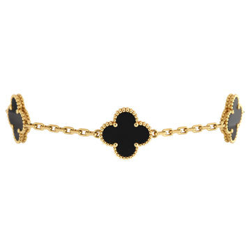 Van Cleef & Arpels Vintage Alhambra 5 Motifs Bracelet 18K Yellow Gold and Onyx