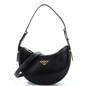 Prada Arque Half Moon Hobo Leather Mini