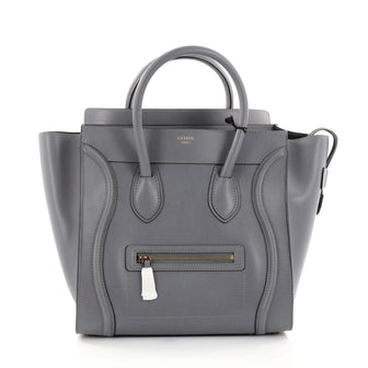 Celine Luggage Handbag Smooth Leather Mini Gray 2589401