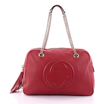 Gucci Soho Chain Zipped Shoulder Bag Leather Medium Red 2589501