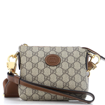 Gucci Interlocking G Patch Wristlet Messenger Bag GG Coated Canvas Mini